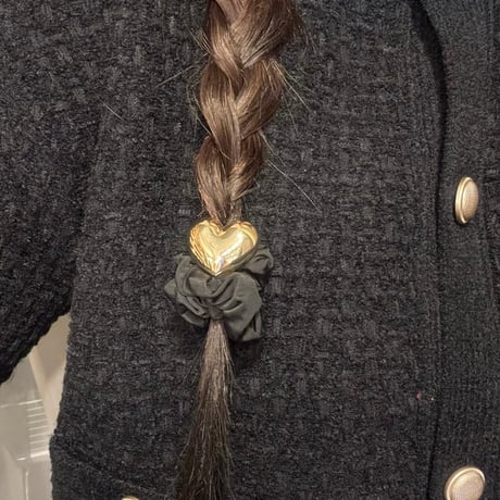 2411HA0084 / Metal Heart motif Hair tie 2piece（Silver/Gold）