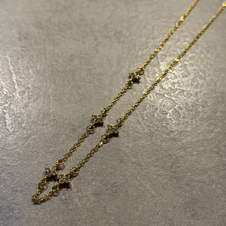 2512NC0375/ Stone Flower  chain  necklace（Gold）