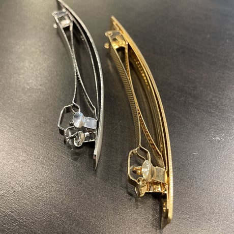 Matte Rectangle Plate Hair Barrette（Silver）／HA_145
