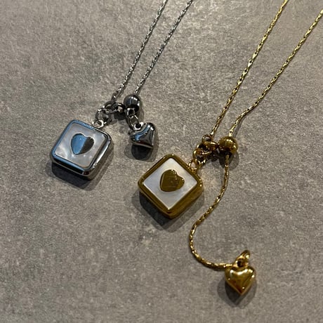 2506NC0344 / Square heart charm Necklace（Silver）