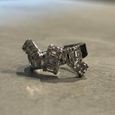 2506RG0664 / square  stone line ring #Small（Silver）