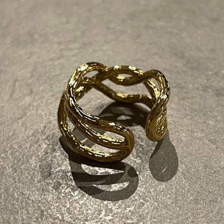 2505RG0619 / Craft wave line ring（Gold）