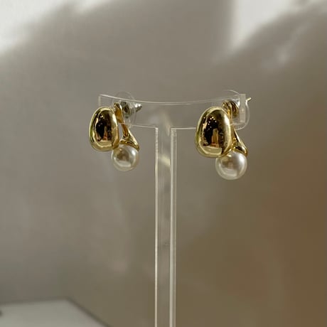 2311PR0607 / Metal beans pearl Pierce（Gold）