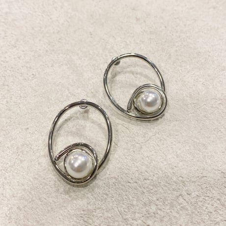 Twine around pearl Pierce（Silver）/ 2208_PR0503