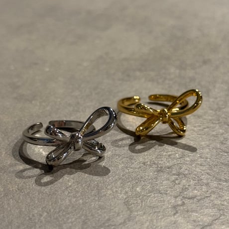 2404RG0445 / Asymmetry ribbon motif ring（Gold）