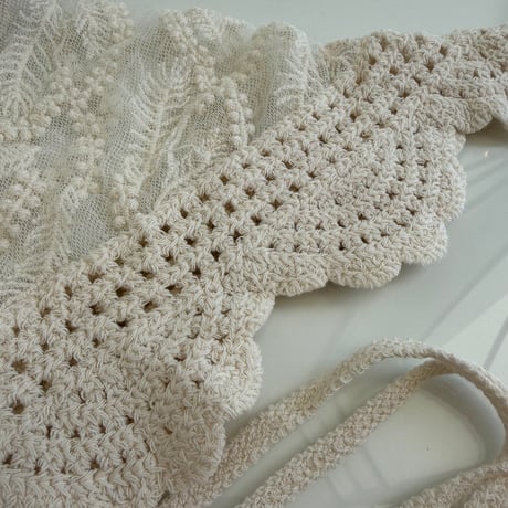 2604GS069(S) / Sheer Lace Crochet Scarf (Ivory)