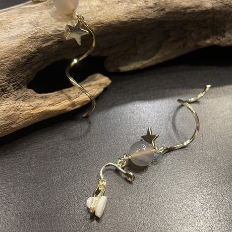 Star Spiral Beads Earring（Gold）／2212_ER0129