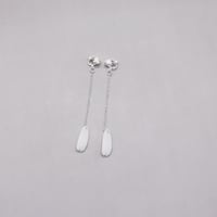 Object Chain Drop Design Clip Earrings（Silver） /  2112_ER101