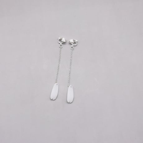 Object Chain Drop Design Clip Earrings（Silver） /  2112_ER101