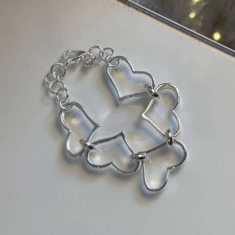 2406BR0052 / Heart connect chain Bracelet（Silver）