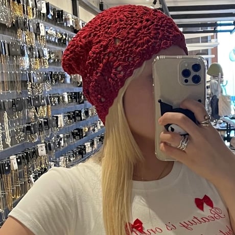 2506HW0093(S) / Crochet lace knit cap（Red）