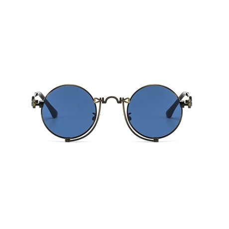 【 Select 】Vintage Style Metal Carving Frame Sunglasses (Copper/Navy)