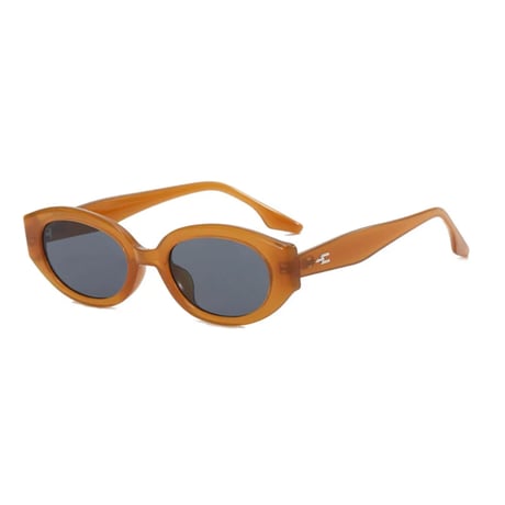 【 Select 】Vintage Retro Oval Design Sunglasses (Jerry Ocher/Grey)