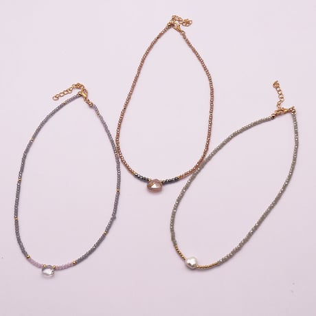 Small crystal beads Choker Necklace（#02）  /  2106-NC058