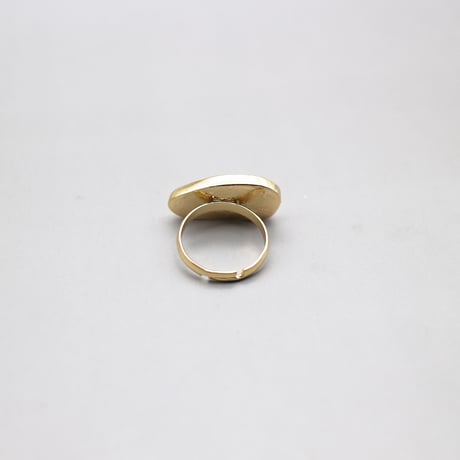 Acrylic Marble Deformation oval Ring（Gold） /  2110-RG132