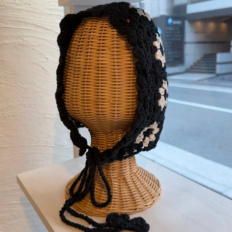 2606HW068(S) / Floral Hooded Bonnet（Black）
