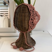 2606GS072(S) / Flower Motif Crochet Head Scarf (Coffee)
