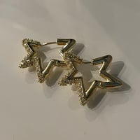 2509PR0803 / Shine star motif hoop Pierce（Gold）