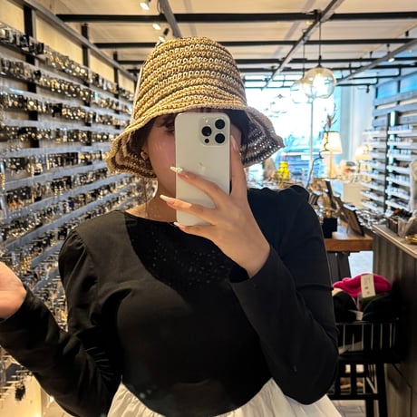 2503HW0078(S) / Wired Border Paper Hat（Brown/Beige）