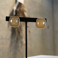 2403ER003 / Square clear stone Clip Earrings（Gold）