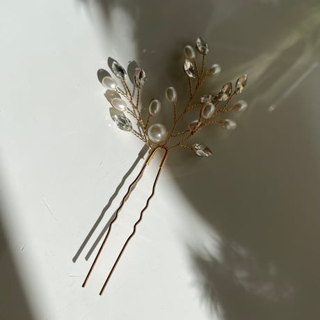 2402HA0070 / Pearl bijou Hair pin （Gold）