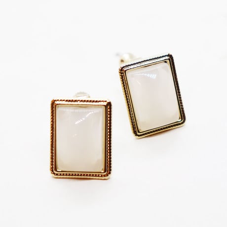 Square classical Earrings（WHITE）/  ER-029