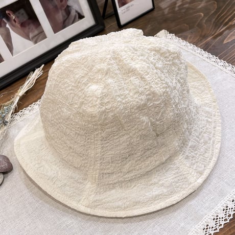 2206_GS0012 / Shirring metro hat（White）