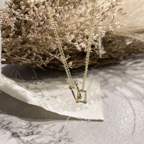U type double chain necklace （Gold）/ 2210_NC0163