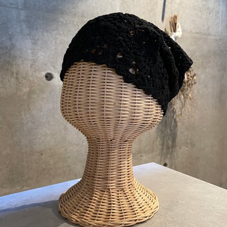 2506HW0093(S) / Crochet lace knit cap（Black）