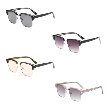 【 Select 】Retro Square Semi Metal Sunglasses (Grey/Gradient)