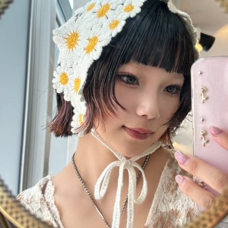 2604GS067(S) / Knit Flower scarf (White)