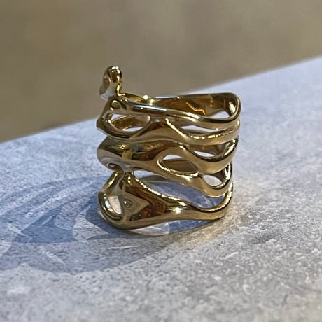 2509RG0679/ Wave circle  design Ring（Gold）