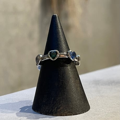 2504RG0618 / Heart motif colorful stone ring（Silver）