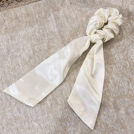 Mini ribbon Hair tie（White）/ HA-089