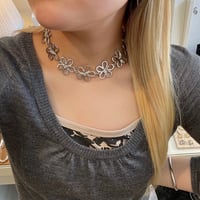 2505NC0338 / Big Flower motif metal choker（Silver）