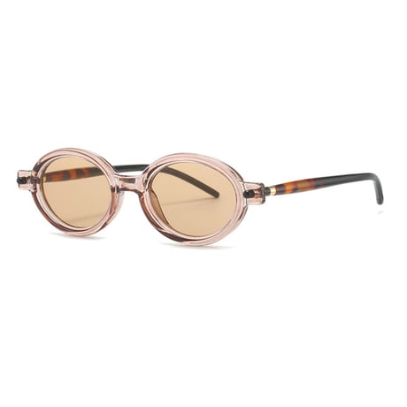 【 Select 】 Oval Double Color Vintage Sunglasses (Clear Tea)