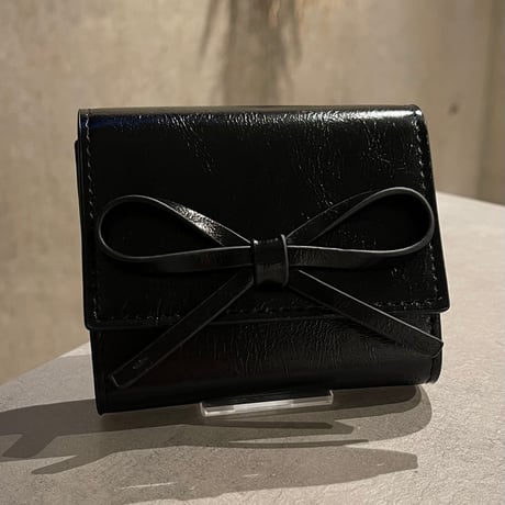 2502GS036(S)/ Ribbon Tri-fold Wallet（Black)