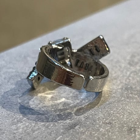 2506RG0664 / square  stone line ring #Medium（Silver）