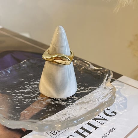 2307RG0299 / Metal craft wave ring （Gold）
