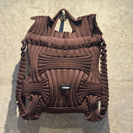 2508BG037(S) / Shirring knit 2way Bag (Brown)