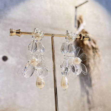 Clear flower drop pearl pierce（Clear）/ 2210_PR0514