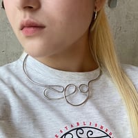 2310NC0207 / Bib Collar curve Metal Chokers（silver）