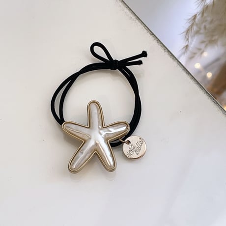 2305HA0027 / starfish shell hair rubber（Gold）