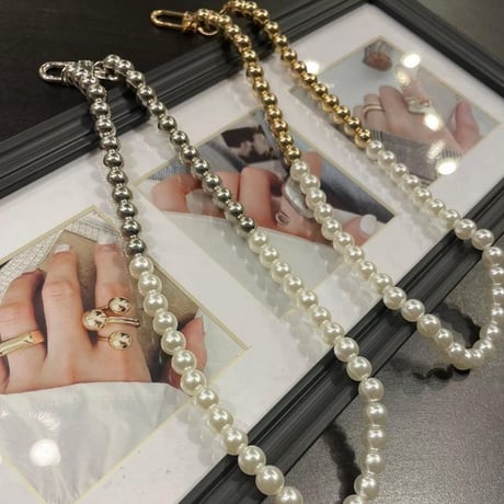 Pearl Mix Color Design Necklace（Gold×Wht）/ 2109-NC083