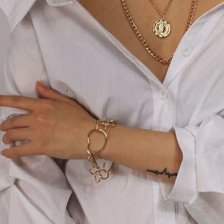 2402BR0027  / Thick Metal Link Chain Bracelet（Silver）
