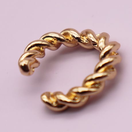 Rope Chain Twist Hoop Earcuff （Gold/Medium） / EC055