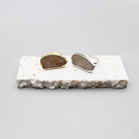 Acrylic Marble Deformation oval Ring（Silver） /  2110-RG132