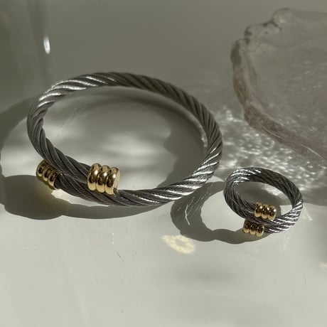 23AWBR007 / Rope motif ring set bangle（Silver/Gold）