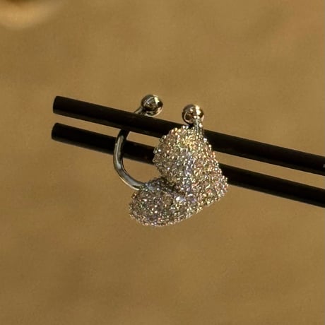 2504EC021 /  mirror ball heart Ear Cuff（Silver）