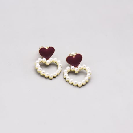 Heart Pearl Metal Earrings（Pearl） /  2112_ER087